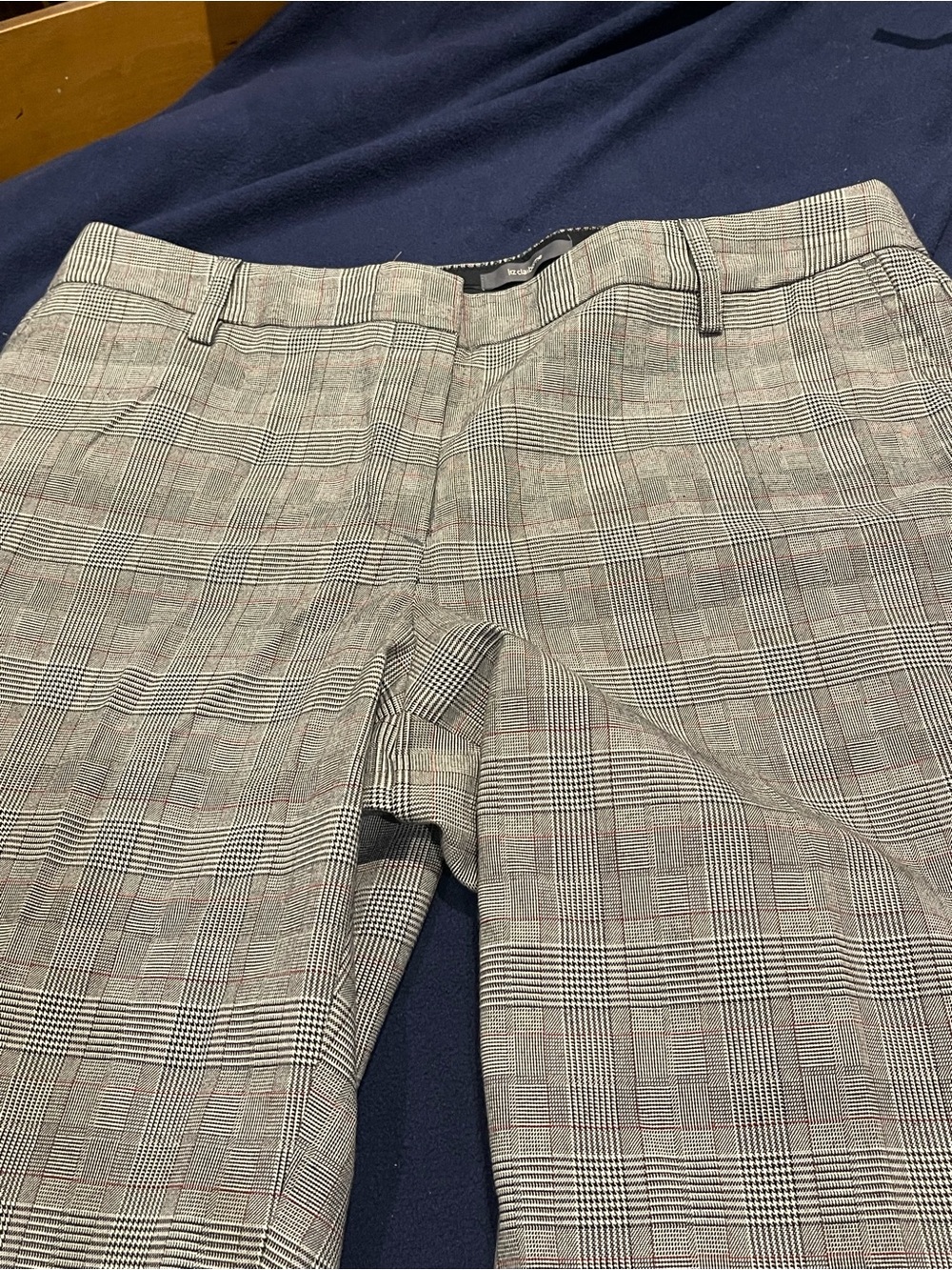 Liz Claiborne “Sloan” Gray Plaid Dress Trousers with Subtle Red Check